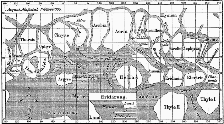 Schiaparelli’s map of the surface of Mars